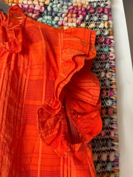 THML Bright Orange Ruffle Sleeve Blouse - Picture 3 of 7